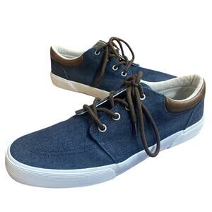 St Johns Bay Byrce Mens Canvas Shoes 10M Navy Blue Lace Up Low Top Sneakers